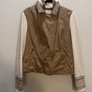 BKE Outerwear Mixed Fabric Jacket with Detachable Hood